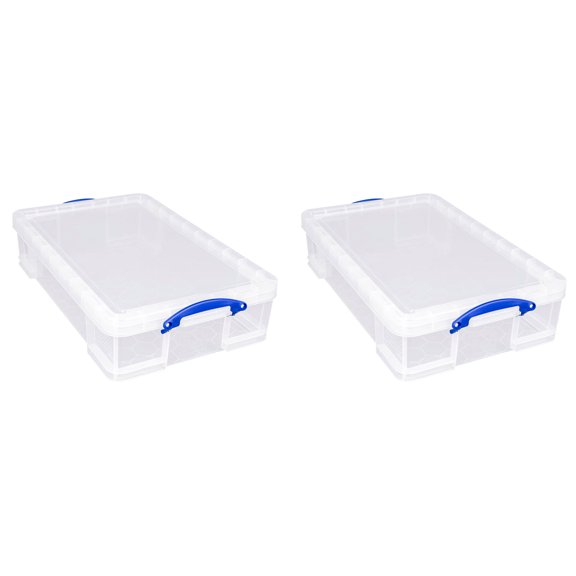 Really Useful Box 33L Storage Container w/Snap Lid Clip Lock Handle, 2 Pack