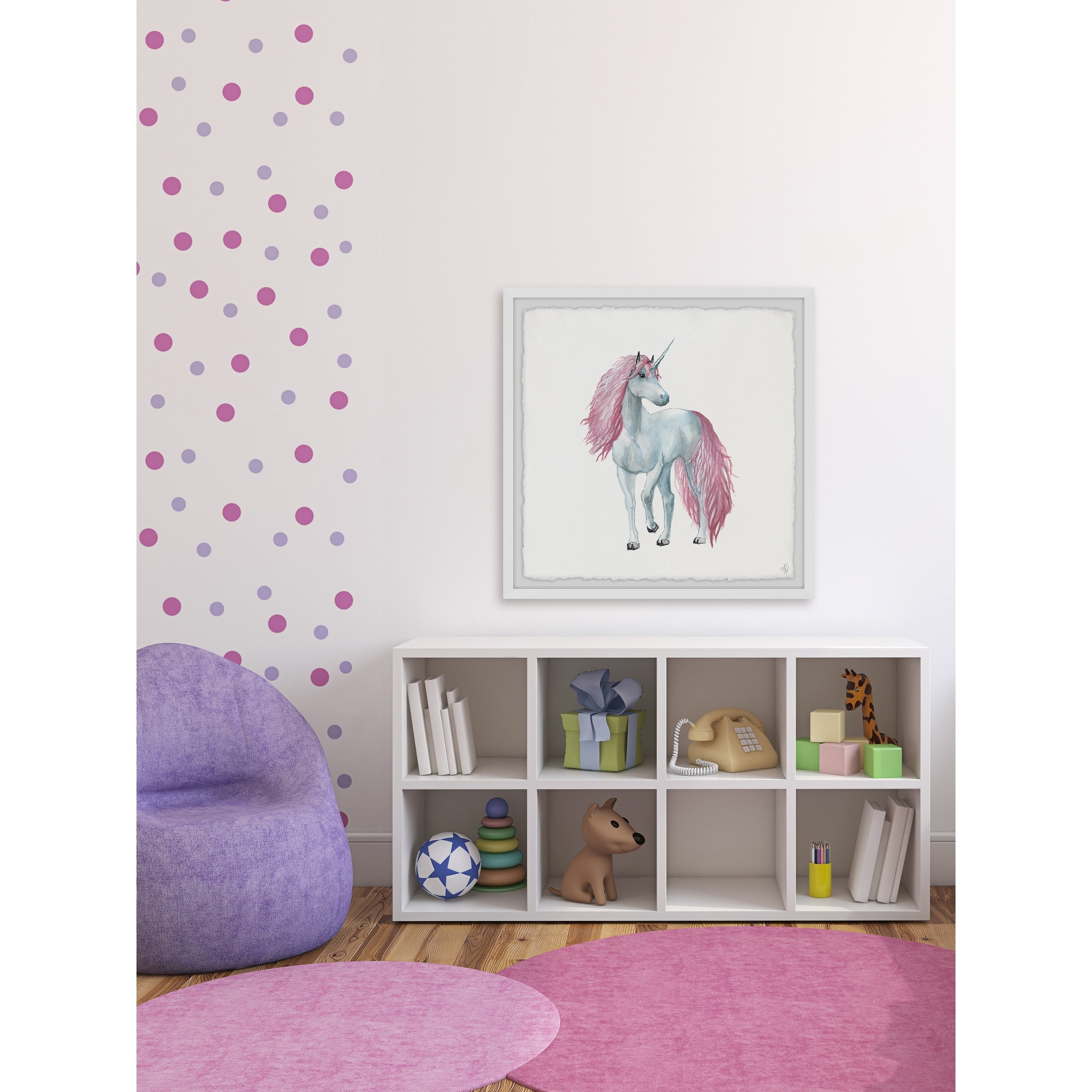 Marmont Hill Pink-haired Unicorn Framed Wall Art
