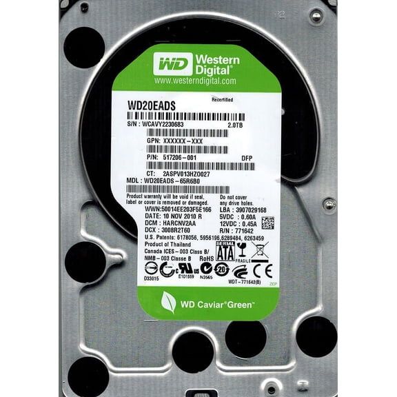 Western Digital WD20EADS-65R6B0 2TB DCM: HARCNV2AA