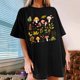 thumbnail image 2 of Camisetas de Manga Corta para las Mujeres Impresión Floral Cuello Redondo Gota Hombro Manga Superior Moda Casual Verano Camisetas de Manga Corta para las Mujeres, 2 of 7