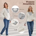 thumbnail image 3 of TEMOFON Womens Sweatshirts Colorblock Long Sleeve Shirts for Fall Tops V Neck Winter Clothes Loose Fitting Tops for Women White XL, 3 of 9