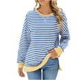 thumbnail image 2 of TMOYZQ Womens Sweatshirts Fall Trendy Stripes Long Sleeve T Shirt Plus Size Casual Shirt Sweatshirts Color Block Patchwork Pullover Blouse Tops, 2 of 7