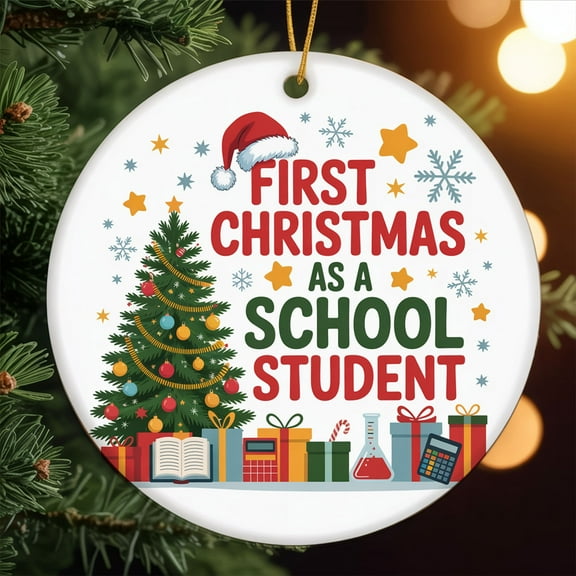 First Christmas as a High School Student, Christmas Ornament, Personalized Gift for High School Student with School Name Year, Class of Keepsake for Him or Her 200OR11