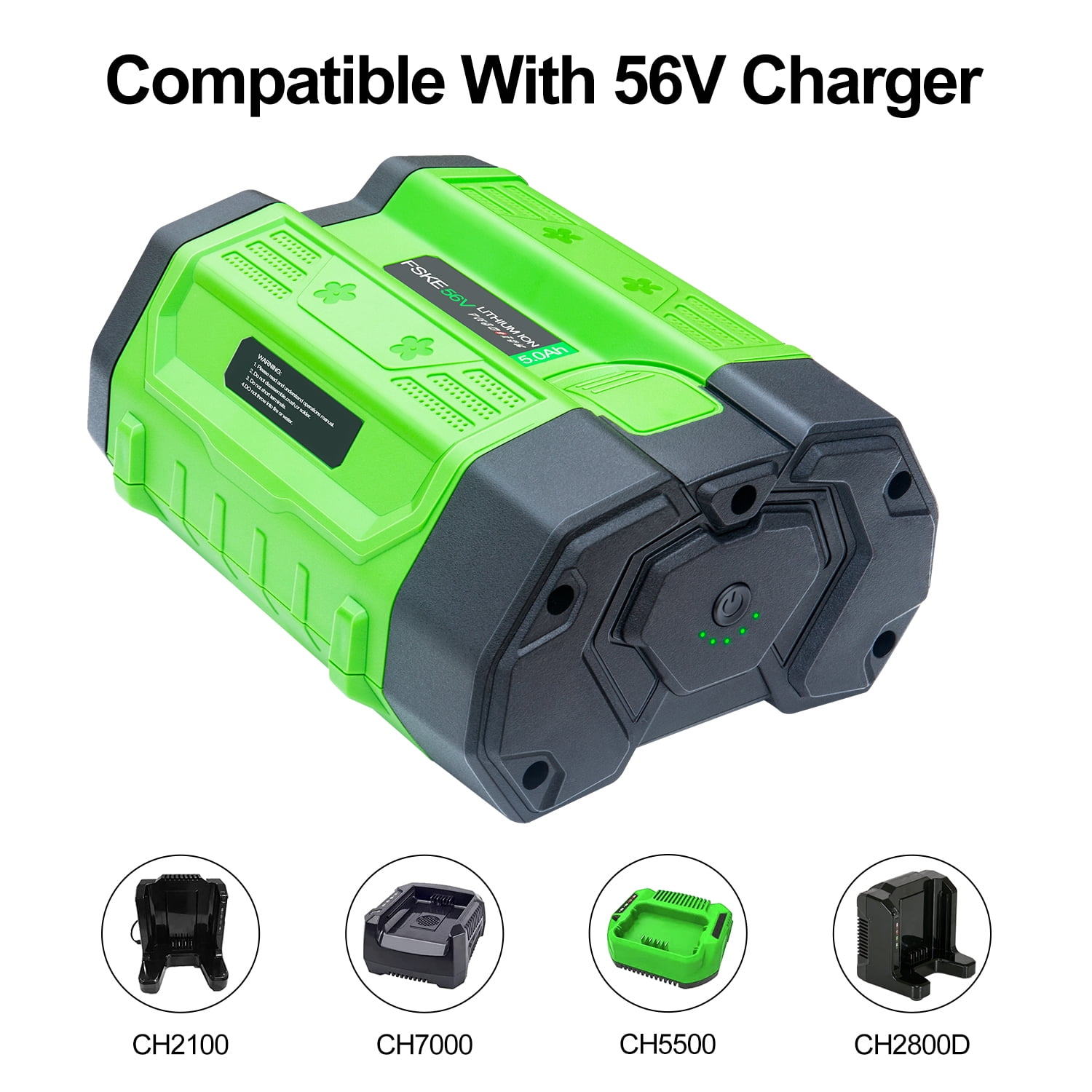 FSKE 2 Pack 56V 5.0Ah Replacement for EGO Battery 56V CS1604 CS1804 CS1403, Compatible with BA2800