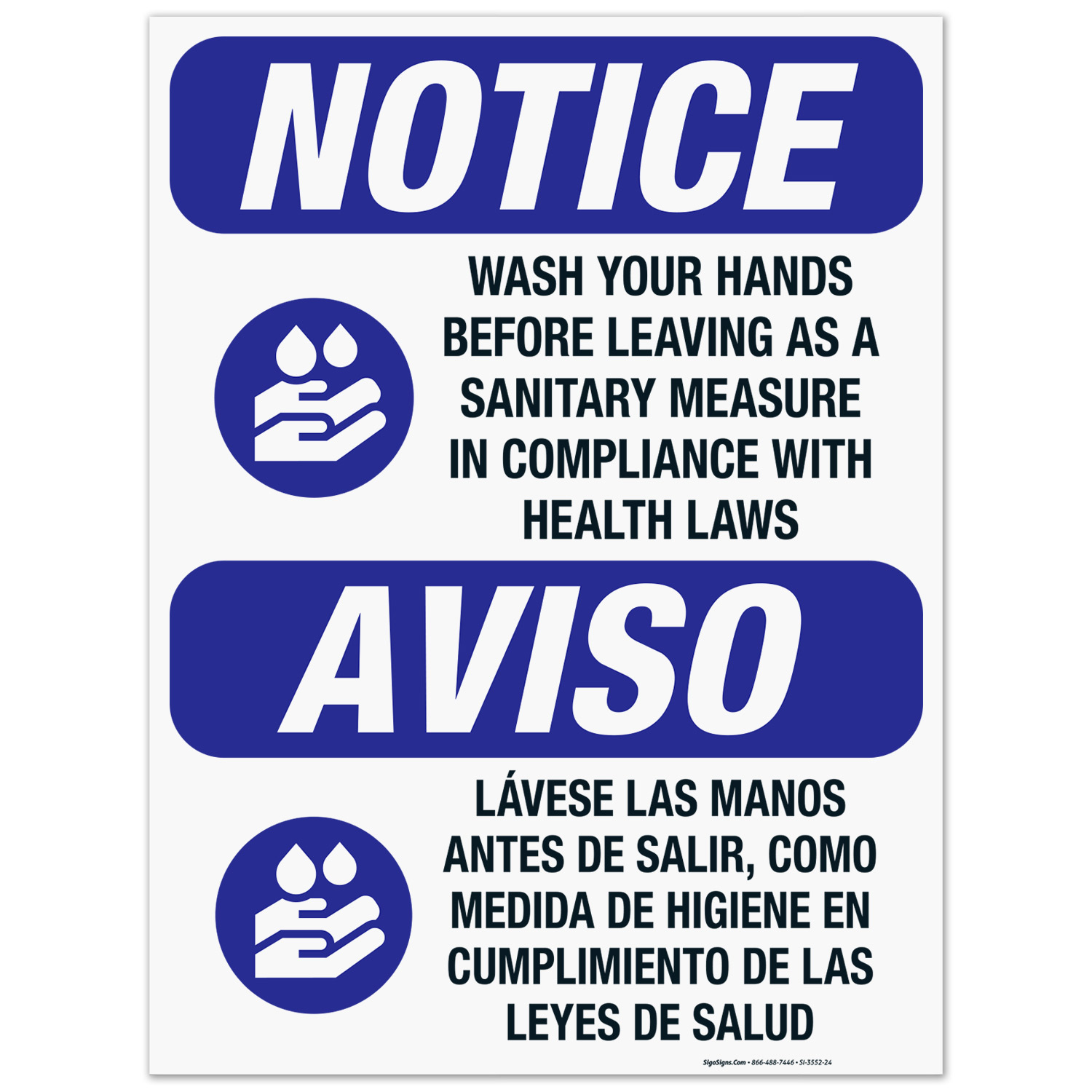Wash Your Hands Before Leaving As A Sanitary Measure Bilingual Sign ...