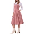thumbnail image 2 of Vestido midi casual sin mangas de cuello cuadrado y ribeteado para mujer Inspire Chic, color rosa, 2 of 5