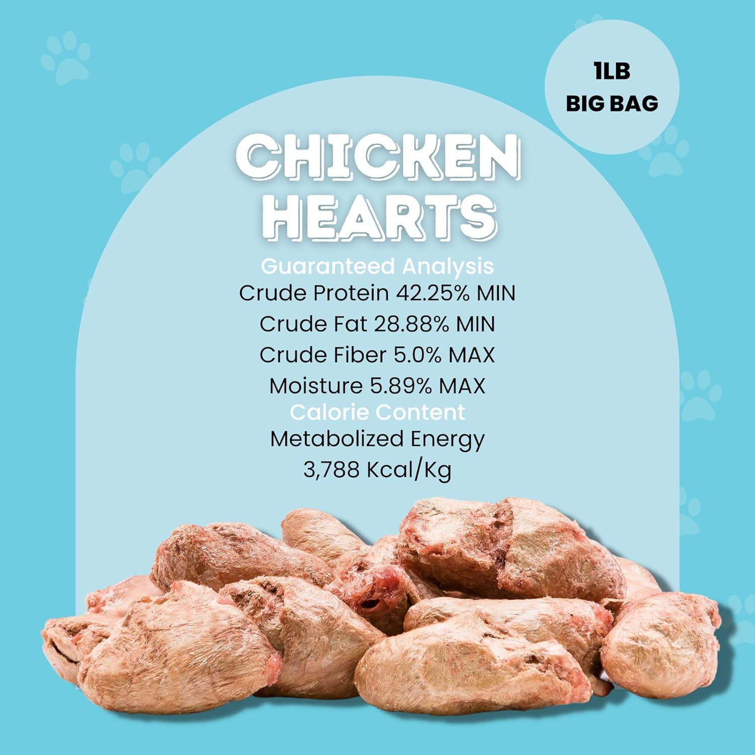 HotSpot Pets Freeze Dried Chicken Hearts for Cats & Dogs - 1LB Bag - All Natural Grain-Free - Made in USA