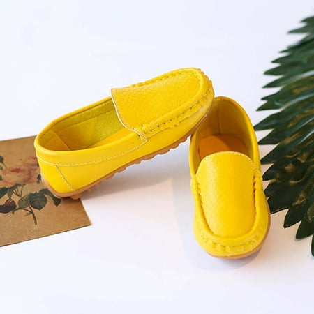 

BLTIBY Toddler Baby Boys Girls Flat Shoes Non Skid Candy-Colored Slipper Sneaker Moccasins Infant Cute Comfy Solid Shoe Yellow 3-3.5Years