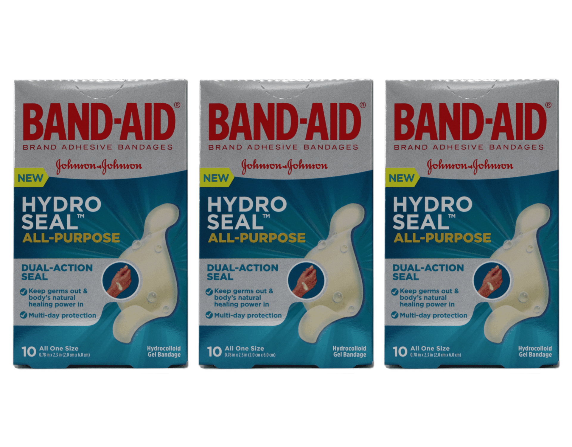 3 Pack BANDAID Brand Hydro Seal Waterproof All Purpose Adhesive