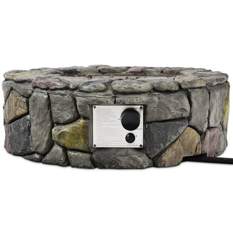 Costway 28'' Propane Gas Fire Pit Outdoor 40,000 BTUs Stone Finish Lava Rocks Cover Costway 28'' Propane Gas Fire Pit Outdoor 40,000 BTUs Stone Finish Lava Rocks Cover