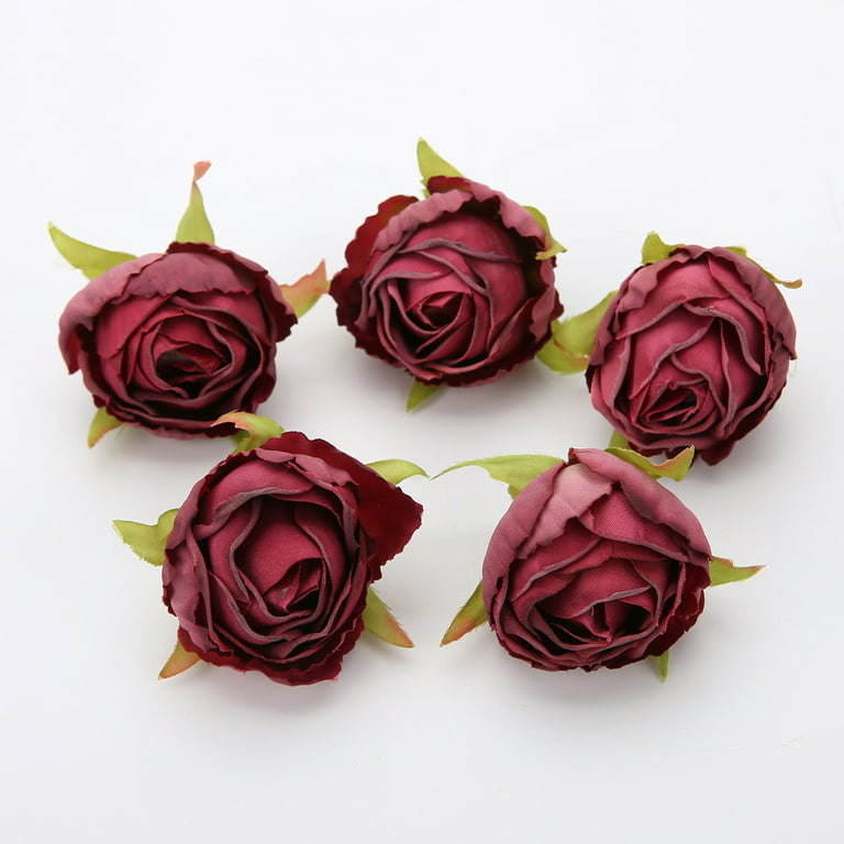 10pcs 4cm Silk Gold Artificial Rose Flower Heads Decorative Flowers for  Wedding Home Party Decoration Mini DIY Fake Flower Wall