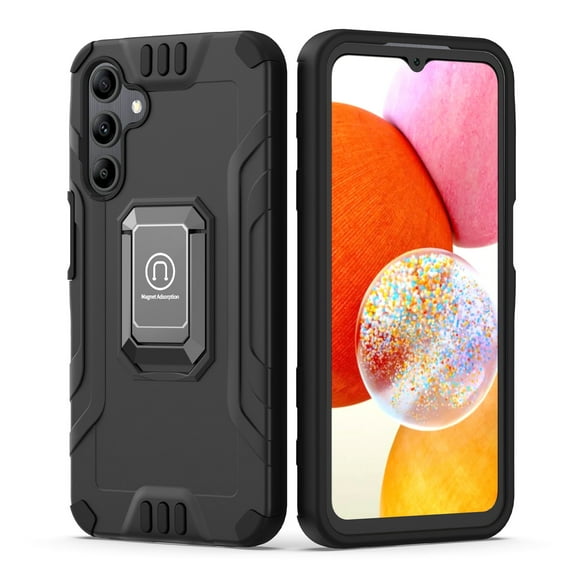 Designed for Samsung Galaxy A15 5G Tough Metallic Hybrid Premium Ring Kicstand Military Grade, Heavy Duty Shockproof Rugged Protective Phone Case Cover [Black]