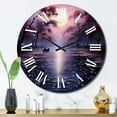 thumbnail image 3 of Designart "Pink Canal Serenitys Reflection painting" Canals Oversized Wall Clock, 3 of 5