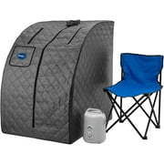 Durasage Portable Steam Sauna Spa - Relaxation at Home - 60 Minute Timer - 800 Watt Steam Generator - Chair Included - Gray
