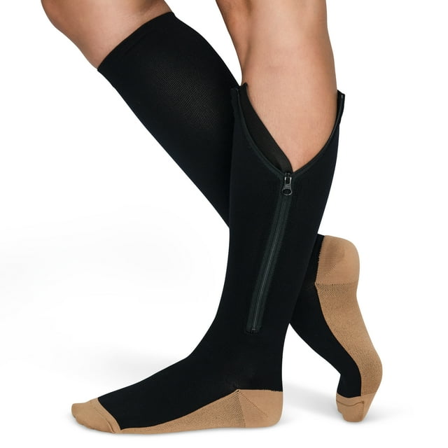 TheraMagic™ Compression Socks, 20-30mmHg, Zipper Knee High, for Men