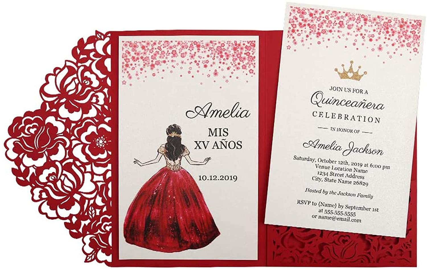 dorishome-4-7x7-inch-50pcs-blank-red-quinceanera-invitations-kit-laser-cut-hollow-rose-pocket