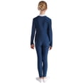 thumbnail image 5 of YONGHS Kids Girls Long Sleeve Gymnastic Leotard Floral Sequin Dance Ice Skating Unitard Jumpsuit Navy Blue 6, 5 of 7