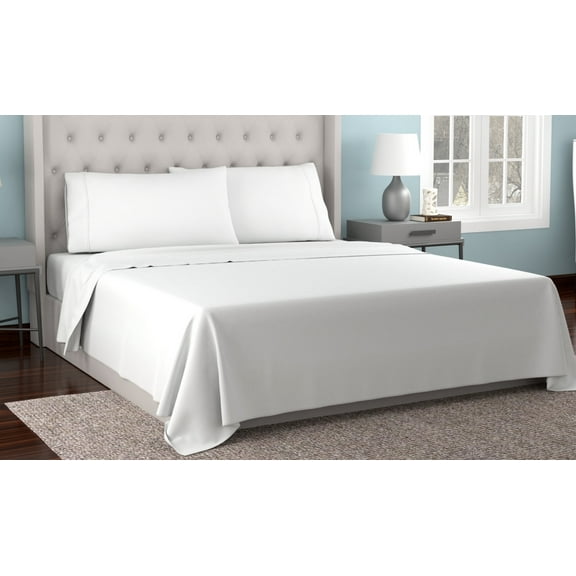 Kathy Ireland 300 Thread Count Organic Cotton Percale Sheet Set - 4 Colors - White - King