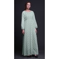 thumbnail image 2 of Bimba Robe Maxi à Manches Longues pour Femmes en Georgette Mousse, Imprimé Artistique d'Oiseaux et de Fleurs, Taille Élastique - X-Grand, 2 of 5