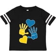 thumbnail image 3 of Inktastic Down Syndrome Awareness with Handprints and Hearts Blue and Yellow Boys or Girls Toddler T-Shirt, 3 of 5