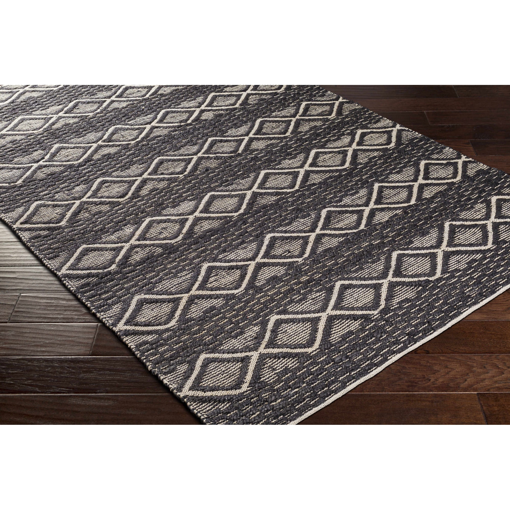 Hauteloom Maluanluan Jute Living Room, Bedroom Area Rug - Bohemian, Transitional - Black, Peach - 2' x 3'