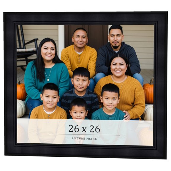 26x26 Frame Black Passaggi Solid Wood Picture Frame Width 1.5 Inches | Interior Frame Depth 0.5
