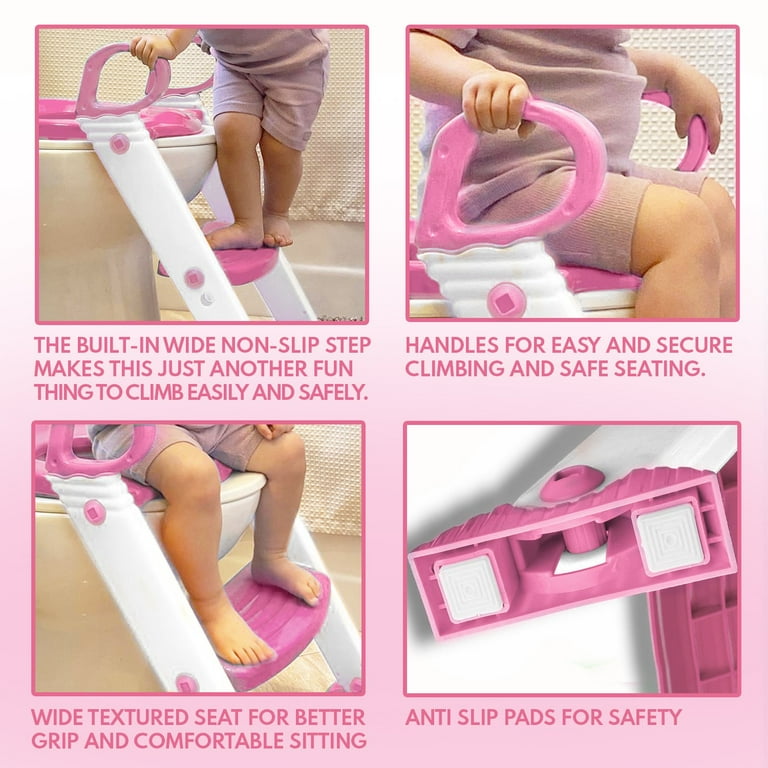 Alayna Potty Training Seat Toilet w/ Step Stool Ladder & Splash Guard, Kids  Toddlers Trainer w/ Handles. Sturdy & Foldable. Non-Slip Steps & Anti Slip