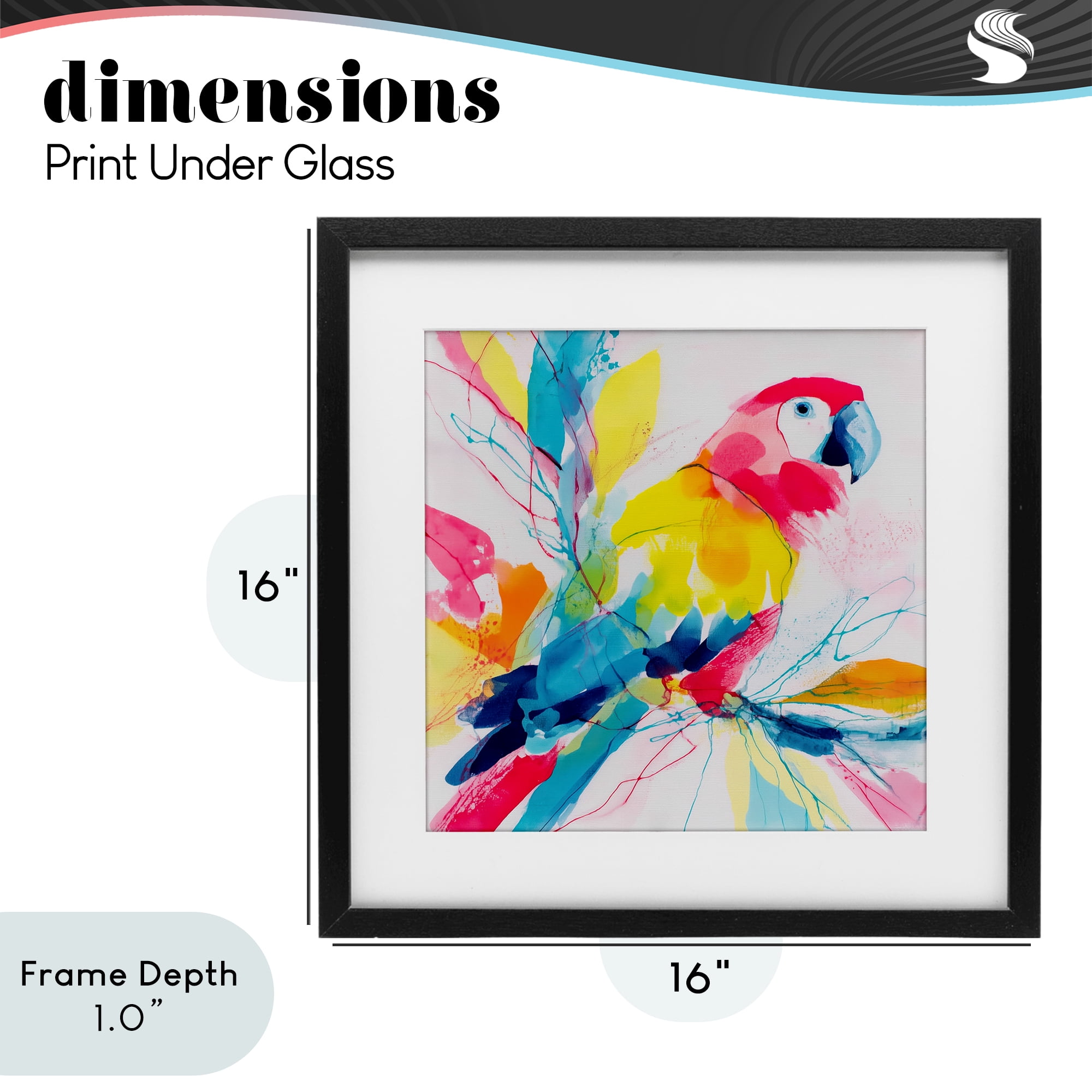 Stupell Industries Expressive Parrot in Bloom Black Framed Print Under Glass, design by Chromatic Storm Studio