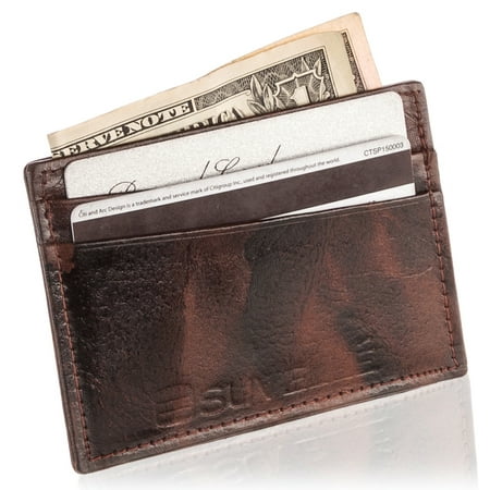 Ultra Thin Card Holder Suvelle Genuine Leather Credit Card Holder, Slim Business Card Case Wallet, Thin Front Pocket Wallet, W033 ()