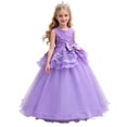 thumbnail image 2 of WPPGONE Girls 3D Flower Applique Tiered Gown Sleeveless Multi Layer Tulle Princess Formal Long Dress Dreamy Wedding Flower Girl First Communion School Evening Party Ball Gown Big Girls Dresses, 2 of 6