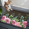 thumbnail image 4 of Spring Pink Roses Bathroom Rug Washable 2x3 Entryway Rug Non Slip Pastoral Eucalyptus Leaves Brown Wooden Front Door Mat Low Pile Indoor Doormat Throw Floor Carpet for Kitchen Bedroom Entrance, 4 of 8