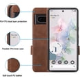thumbnail image 6 of Case for Google Pixel 7 (Not for 7 Pro) Wallet Flip Cover [RFID Blocking] [3 Card Holder 1 Money Pocket] [Magnetic Closure] [Stand Kickstand] PU Leather Folio Phone Case for Pixel 7 - Brown, 6 of 7