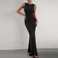 thumbnail image 7 of Enjoytime Dresses for Women Crew Neck Sleeveless Textured Bodycon Maxi Dress Slim Flare Hem Elegant Party Dress, 7 of 7