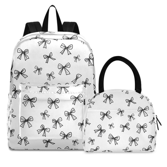 ALAZA Backpack Set Line Bows Elementary School Bags Student BookBag with Lunch Bag