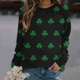 thumbnail image 3 of TKLPEHG St. Patrick's Day Sweatshirt for Women Green Shamrock Long Sleeve Tops Clovers Print Round Neck Pullover Tops (Black,L), 3 of 4