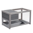thumbnail image 4 of Pefilos 35" 2-Story Wooden Rabbit Hutch, Bunny Cage with Ladder, Openable Roof Guinea Pig Hutch, Gray, 4 of 16