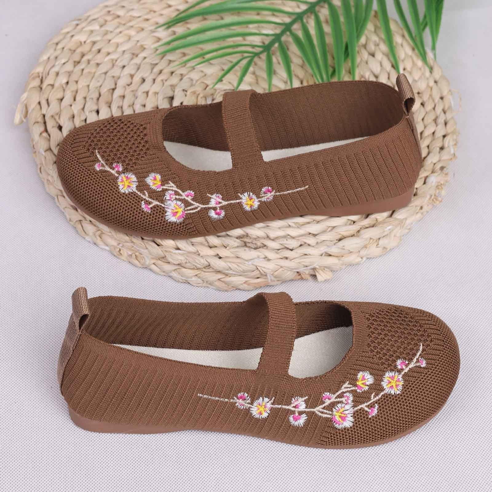 HAJWOH Womens Orthopedic Shoes Arch Support Slip on Non Slip Nurse Shoes Breathable Knitted Mesh Stretch Hiking Shoes Comfortable 2026 New Orthopedic Shoes Coffee 38
