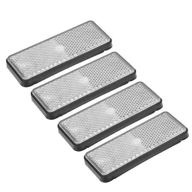 Unique Bargains 4 Pcs Universal Rectangle Shape Reflector for Motorcycle Garbage Cans Car Trailer Truck and Bike White