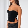 thumbnail image 4 of Camiseta sin mangas corta para mujer Camiseta con abertura lateral Camiseta sin mangas Sin mangas Slim Fit Traje de calle FLhrweasw Nuevo, 4 of 9
