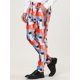 thumbnail image 2 of Pantalones de vestir ajustados con frente plano y bloque de color con estampado geométrico informal para hombrenaranja azul XL, 2 of 6
