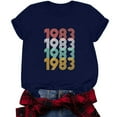 thumbnail image 4 of Chemises à Manches Courtes pour Femmes Mode Décontractée 1982 Imprimé Col Rond Ample T-Shirt à Manches Courtes Chandail Hauts Hauts à Manches Courtes pour Femmes Hauts à Manches Courtes pour Femmes, 4 of 7