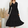 thumbnail image 2 of gakvbuo Women's Fashion Long Sleeve Print V-Neck Ladies Holiday Outing Long Dress, 2 of 8
