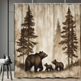thumbnail image 4 of Farmhouse Bear Shower Curtain, Rustic Black Bear Forest Mountain Vintage Wood Decor Bath Curtain, Brown Country Hunting Waterproof Fabric Bathroom Accessories Shower Curtain Set with Hooks, 60X70in, 4 of 5