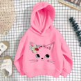 thumbnail image 3 of Mercatoo Kids Cute Cat Print Hoodies Trendy P??eppy ??2k Solid Hooded Sweatshirts Long Sleeve Casual Clothes with Pokets, 3 of 5