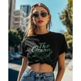 thumbnail image 4 of T Shirts for Women Short Sleeve Cotton Crewneck T-Shirt, The Ocean Green Turtle Simple Style Tee Tops Casual Basic T-Shirts, XS-5XL Black XS, 4 of 7
