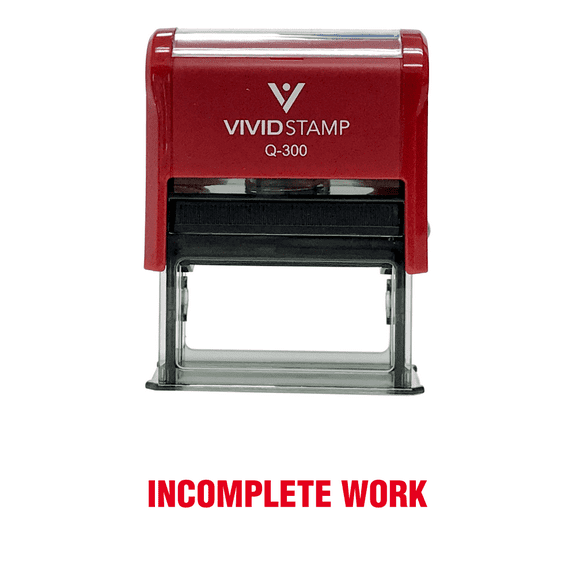 Vivid Stamp Incomplete Work Teacher Self Inking Rubber Stamp (Red Ink) - Large