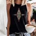 thumbnail image 4 of Birdeem Mode Femmes Imprimé Col Rond Sans Manches Chemises à Blocs Tunique T-Shirt Hauts, 4 of 7