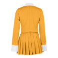 thumbnail image 5 of AWZXDE Women's Solid Color and Pleated Skirt Set with Buttoned Lapel Collar and Color-Blocked for Attire and Business Casual Yellow,L, 5 of 6