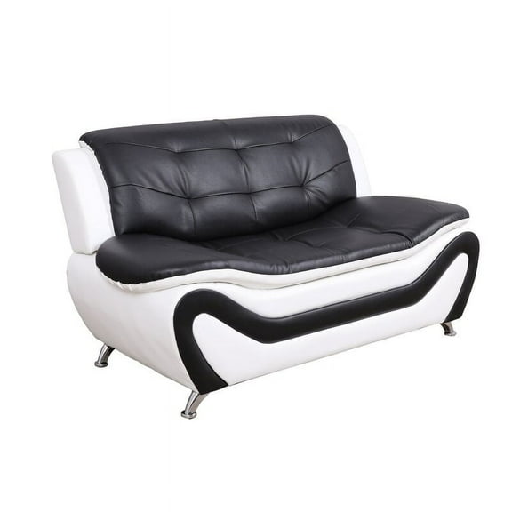 PonLiving Furniture Nerstrand Loveseat / Upholstery Color: Black/White Nerstrand Loveseat / Upholstery Color: Black/White