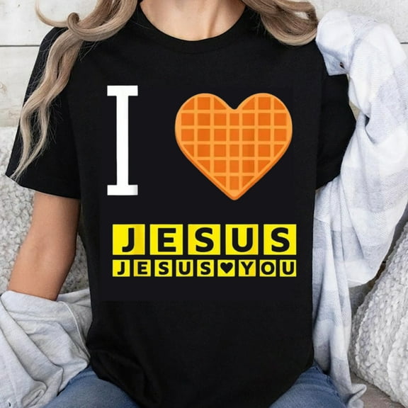 100% Cotton I Heart Jesus Waffle Design Christian Faith T-Shirt Religious Statement Tee Men Women Unisex Apparel